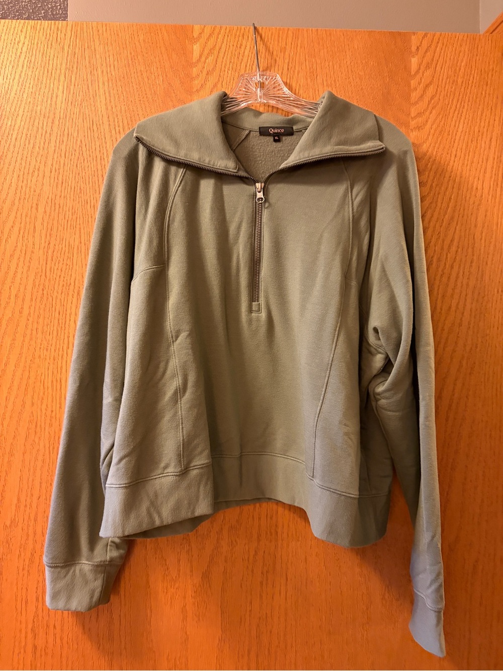 Quince SuperSoft Fleece Half Zip. Size XL. Smoked Thyme Green